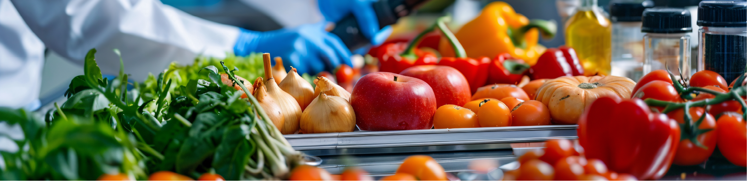 a scientist tests a wide variety of vegetables